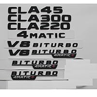 Flat Gloss Black for C117 X117 CLA35 CLA45 AMG CLA220 CLA200 CLA250 V8 BITURBO 4MATIC Trunk Rear Star Emblems Badges (1 Pair V8 BITURBO,Glossy Black)