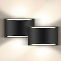 Wall Sconces Set of Two | Aluminum Black Modern Wall Sconce Hardwired Up and Down Wall Light Fixture Dimmable, Suitable for Bedroom,Living Room, Hallway, Warm White 3000K, 1400Lm (2 Pack)