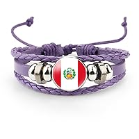 Peru Flag Braided Bracelet - Vintage Map Elastic Time Stone Handmade Bracelets Women'S,Creative Handmade Bracelet Novelty Paracord Jewelry For Men Women Couple Gift