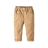 Toddler Baby Boys Casual Cargo Pants with Side Pocket Elastic Waistband Trousers Khaki 18-24 Months