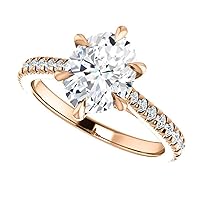 Moissanite or Simulated Center 1 CT Diamond Sterling Silver Three Stone Style Oval Cut Side Stones Promise Engagement Rings