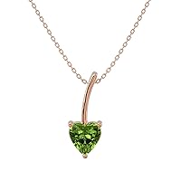 Certified Classic Birthstone Necklace in 10K White/Yellow/Rose Gold with Heart Shape Solitaire Gemstone in 3 Prong Holder Pendant Necklace for Women | Birthstone Jewelry for Her (2 Cttw)