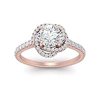 Choose Your Gemstone Flower Diamond CZ Ring rose gold plated Round Shape Halo Engagement Rings Ornaments Surprise for Wife Symbol of Love Clarity Comfortable US Size 4 to 12