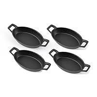 Cast Iron Mini Oval Serving Dishes with a Storage Bag, Oval-shaped Casserole Dishes, 4 PCS