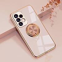 Plating Case for Samsung A72 A52 A42 A32 5G Ring Stand Phone Back Cover for Galaxy S22 Ultra S21 FE S20 Plus Note 20 10,Gold,for Samsung Note 9