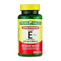 Spring Valley Vitamin E Extra Strength Vitamin E D-Alpha Spring Valley Softgels, 670 mg (1,000 IU), 60 Count