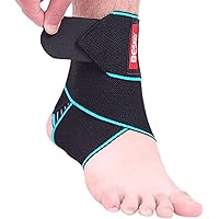 Ankle Brace Support Adjustable Breathable Elastic Nylon Material Fit for Most Size Use for Sports (Blue 1pcs)