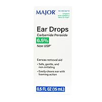 Ear Drops Earwax Removal Aid Carbamide Peroxide 6.5% Generic for Debrox - 0.5 oz. (15 ml) Per Bottle Pack of 4 Total 2 oz.