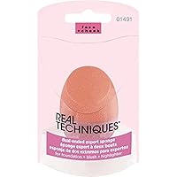 Real Techniques Dual-Ended Expert Makeup Sponge, Multi-Functional Makeup Blending Sponge, Apply & Blend Liquid & Powder Foundation, Blush, & Highlighter, Latex-Free Foam, Packaging May Vary, 1 Count