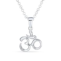 Bling Jewelry Yoga Spiritual Harmony Sanskrit Aum Om Ohm Symbol Pendant Necklace For Women .925 Sterling Silver 18 Inch