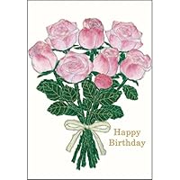 Greeting Life YZ-380 Birthday Card Anniversary Flower Pink Rose
