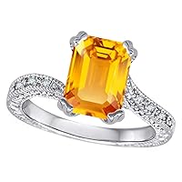 14k White Gold Antique Vintage Style Emerald Cut 8x6 Solitaire Engagement Promise Ring