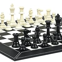 Hudson Street Double Weighted Plastic Staunton Tournament Chessmen Financial District Chess Board with Two Extra Queens