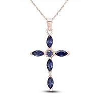 Jewel Zone US Mothers Day Jewelry Gifts 1.43 Ct Simulated Tanzanite Cross Pendant Necklace 14k Gold Over Sterling Silver