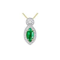 Rylos Yellow Gold Plated Silver Designer Necklace: Marquise Gemstone & Diamond Pendant, 18