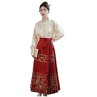 Women's Ancient Traditional Improved Hanfu Skirt Chinese Style Costume Dress Ming Dynasty Horse Face Skirt