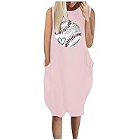 Spring Dresses for Women 2024 Wedding Guest Floral, Women's Baseball Loose Dress Fun Graphic Print Crew Neck T