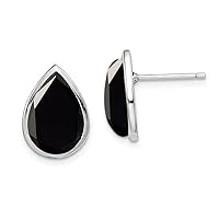 Choose Your Gemstone Pear Shape Stud Earring 925 Sterling Silver For Women Girls Birthstone Fashion Chakra Healing Jewely, ﻿Classic Bezal Set Stud Earrings,Post with friction back