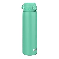 ION8 1 Litre Stainless Steel Water Bottle, Leak Proof, Easy to Open, Secure Lock, Dishwasher Safe, Carry Handle, Hygienic Flip Cover, Easy Clean, Durable, Scratch Resistant, 1200 ml/40 oz, Teal Green