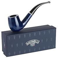 Arcobaleno Blue Savinelli Tobacco Pipe - Naturally Stained & Handmade Tobacco Pipe From Italy, Colorful Bent Wood Tobacco Pipes, Briar Wood Tobacco Pipe (Blue, 606 KS)