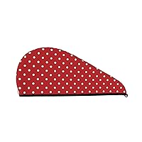 Big White Dot Coral Velvet Absorbent Hair Dryer Cap, Soft Shower Cap Turban, Quick Dry Hair Cap With Buttons