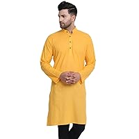 In-Sattva Men's Indian Classic Banded Collar Pure Cotton Long Kurta Tunic