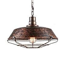 Vintage E27 Chandelier Cage Lampshade Retro Hanging Light Fixture Metal Height Adjustable Industrial Pendant Ceiling Lamp Shade for Kitchen/Coffee Shop/Dining Room/Living Room Decorative Flush M