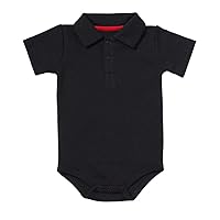 Teach Leanbh Baby Boys Pure Color Cotton Short Long Sleeve Polo Bodysuit 3-24 Months (Black, 9 Months)