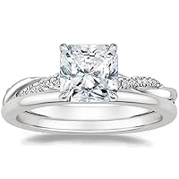 4 Ct Square Radiant Moissanite 18K White Gold Over Silver Eternity Infinity Twist Bridal Set Wedding Ring