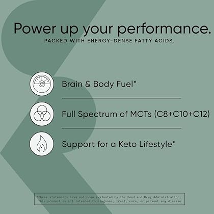Sports Research Keto MCT Oil from Organic Coconuts - Fatty Acid Fuel for Body + Brain Triple Ingredient C8, C10, C12 MCTs Perfect in Coffee, Tea, & More Non-GMO Vegan Unflavored (32 Oz)