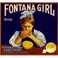 10 X 11 INCH Fontana California Fontana Girl Brand Orange Citrus Fruit Crate Box Label Art Print