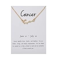 Zodiac Rhinestone Pendant Necklace for Women Girl with Message Card Birthday Gifts, 12 Constellation Gold Silver Astrology Zodiac Sign Horoscope Pendant Jewelry for New Year Gifts