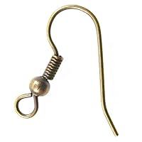 Adabele 100pcs Hypoallergenic Earrings Fish Hooks Connector 18mm Earwire Antique Bronze Plated Brass for Earrings Jewelry Making CF20-4