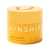 Kinship Insta Swipe AHA Exfoliating Pads - Lemon Honey Glycolic Acid Face Exfoliant - Brighten, Smooth + Clear Clogged Pores - Resurfacing Treatment Facial Wipes - Tone Blemish Prone Skin (45 Count)