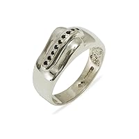 925 Sterling Silver Real Genuine Sapphire Mens Wedding Wedding Band Ring