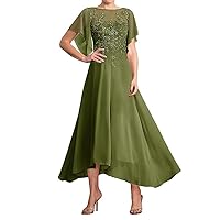 Green Mother of The Bride Dresses A-Line/Princess Scoop Applique Wedding Guest Dress for Women