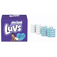 Luvs Pro Level Leak Protection Diapers Size 2 (2 X 264 Count) & Pampers Complete Clean Scented Baby Diaper Wipes, 8X Pop-Top Packs and 8 Refill Packs for Dispenser Tub, 1152 Total Wipes