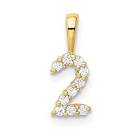 14k Gold Diamond Sport game Number 2 Pendant Necklace Measures 13.08x4.91mm Wide 1.75mm Thick Jewelry for Women