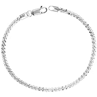Sterling Silver Sparkle Rock Chain Necklaces & Bracelets 2.9mm Diamond Cut Nickel Free Italy, 7-30 inch