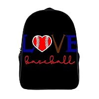 Love Baseball 16 Inch Backpack Durable Laptop Backpack Casual Shoulder Bag Travel Daypack