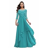 Mother of The Bride Dresses for Wedding Long Sleeves Lace Formal Evening Dress Ruffles Mother of Groom Dresses YB20
