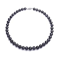 6.5-7mm Black Freshwater Cultured Pearl Necklace for Women AA+ Quality with Sterling Silver Clasp