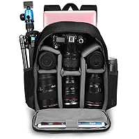 CADeN Camera Backpack Bag for DSLR/SLR Mirrorless Camera Waterproof with 15.6 inch Laptop Compartment, Tripod Holder, Rain Cover, Camera Case Compatible for Sony Canon Nikon Black L