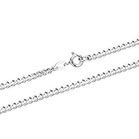 Adabele Authentic Solid 925 Sterling Silver 1.2mm 2mm 3mm 4mm Diamond-Cut Curb Chain Necklace Tarnish Resistant Hypoallergenic Nickel Free Women Men Jewelry Made In Italy