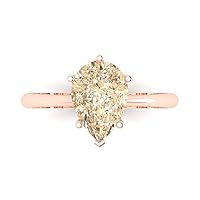 Clara Pucci 2.6 ct Brilliant Pear Cut Solitaire Brown Morganite Classic Anniversary Promise Engagement ring Solid 18K Rose Gold for Women