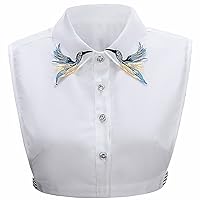 False Collar Detachable Half Shirt Blouse Embroidery Floral Lace Fake Collar Elegant for Women Girls