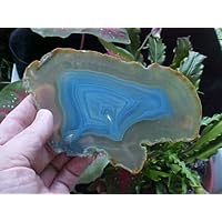 Gemqz C4401 Blue Agate Slice Polished Mother of Pearl Effect
