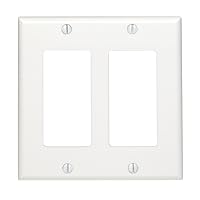 Leviton 80409-W 2-Gang Decora/GFCI Device Wallplate, Standard Size, Thermoset, Device Mount, White