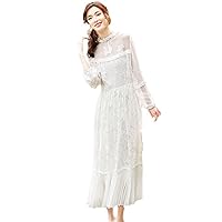 Women's Embroidered Fairy White Dress,Elegant Summer Maxi in Real Mulberry Silk