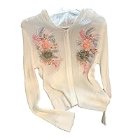 Three-Dimensional Flower Embroidered Hooded Knitted Cardigan Women Summer Long Sleeve Top